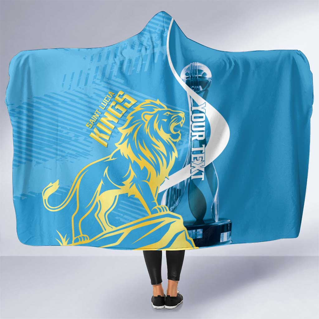 Saint Lucia Kings Cricket Custom Hooded Blanket 2025 2nd Champions Back To Back - Wonder Print Shop