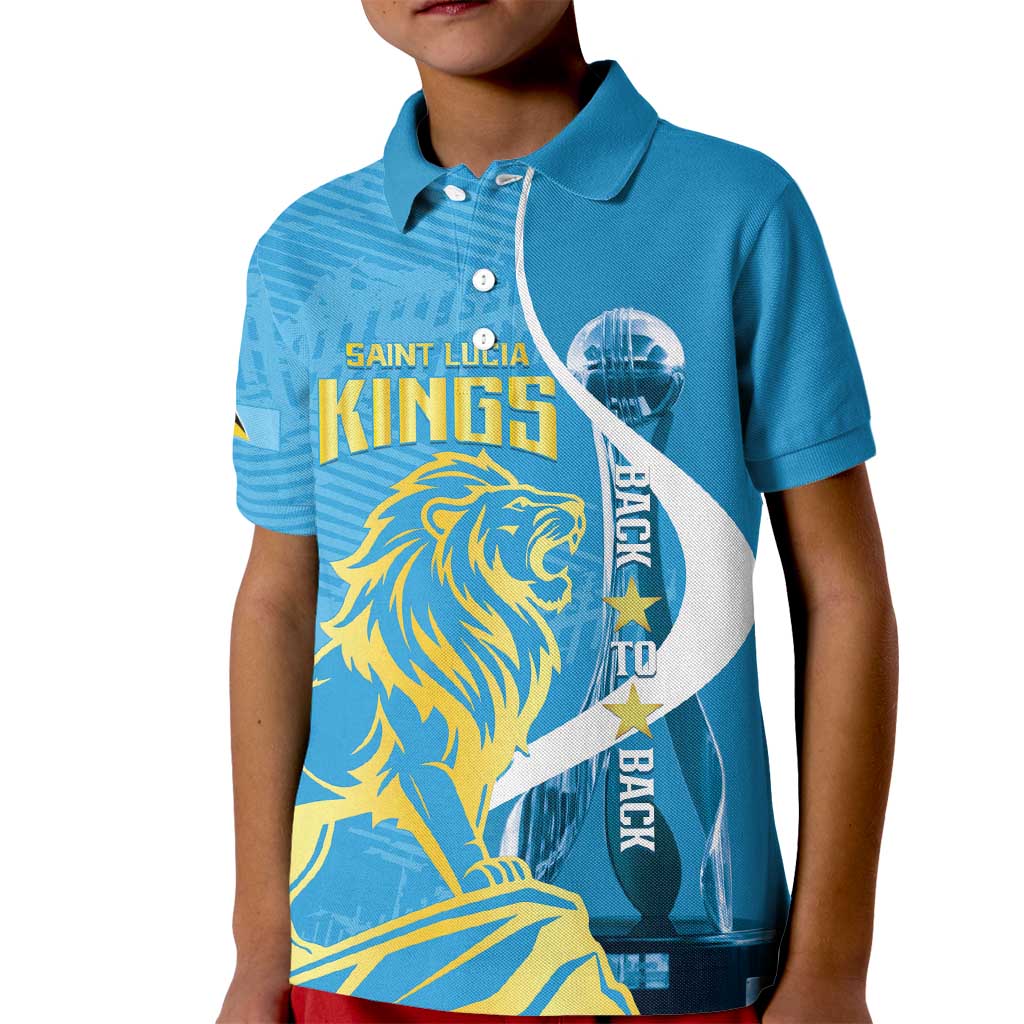Saint Lucia Kings Cricket Custom Kid Polo Shirt 2025 2nd Champions Back To Back - Wonder Print Shop