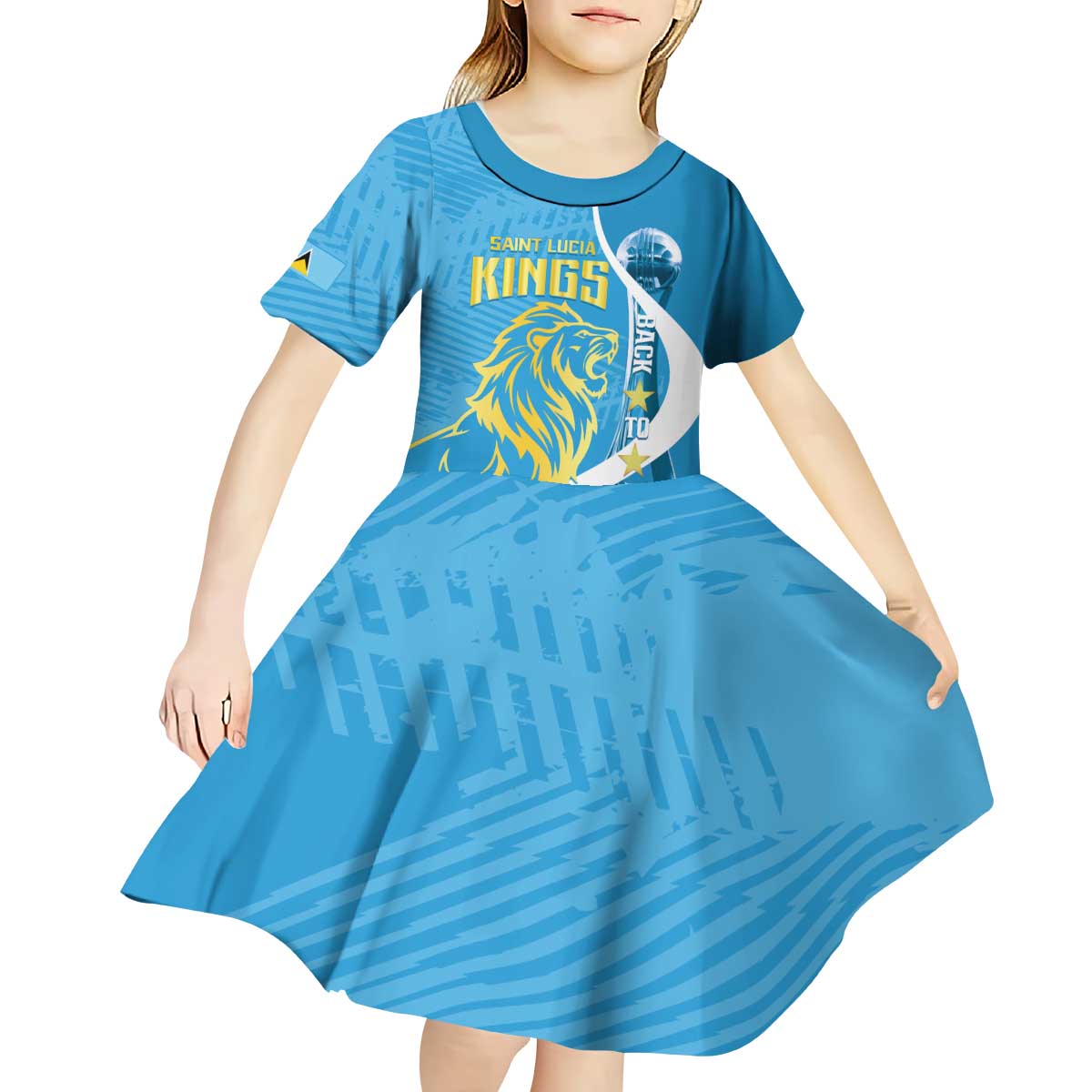 Saint Lucia Kings Cricket Custom Kid Short Sleeve Dress 2025 2nd Champions Back To Back - Wonder Print Shop