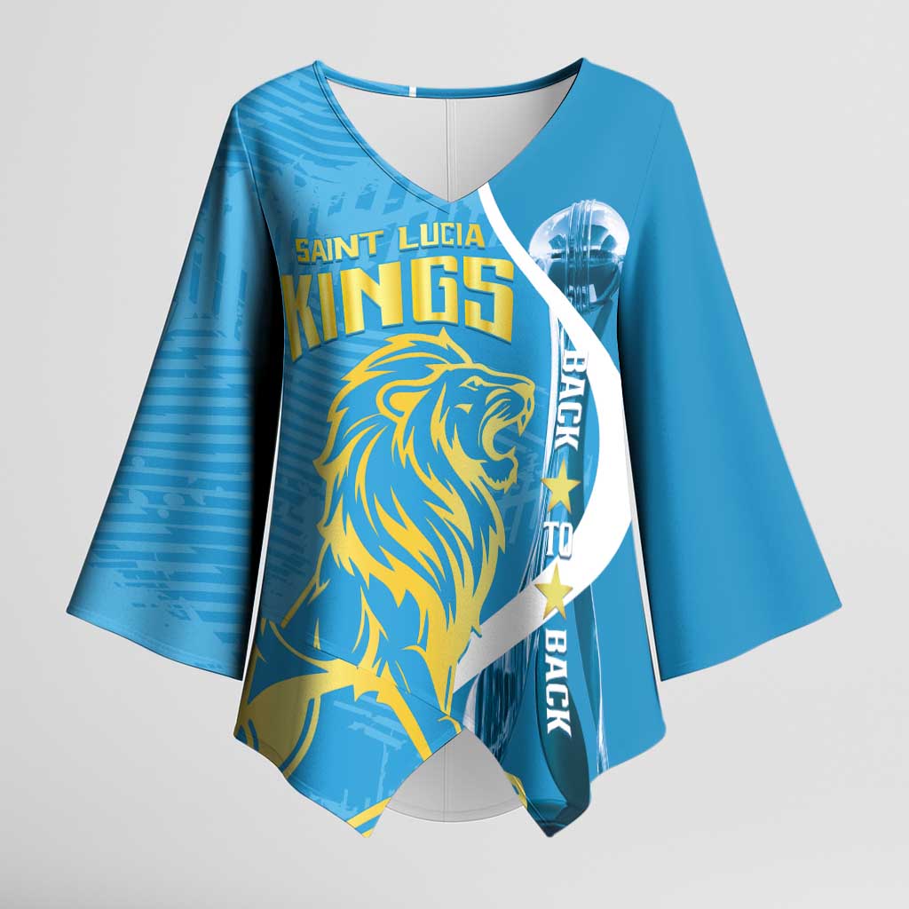 Saint Lucia Kings Cricket Custom Kimono Sleeve Blouse 2025 2nd Champions Back To Back - Wonder Print Shop