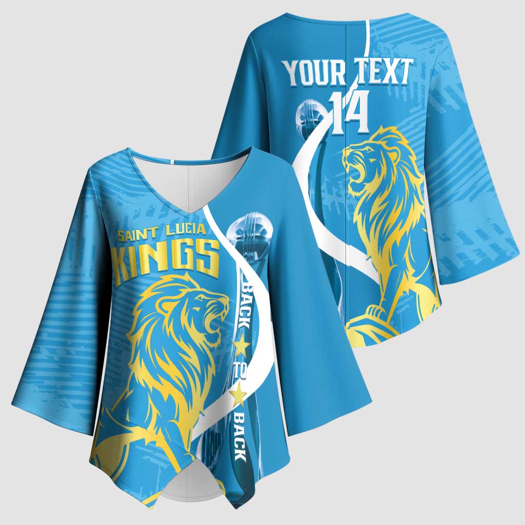 Saint Lucia Kings Cricket Custom Kimono Sleeve Blouse 2025 2nd Champions Back To Back - Wonder Print Shop