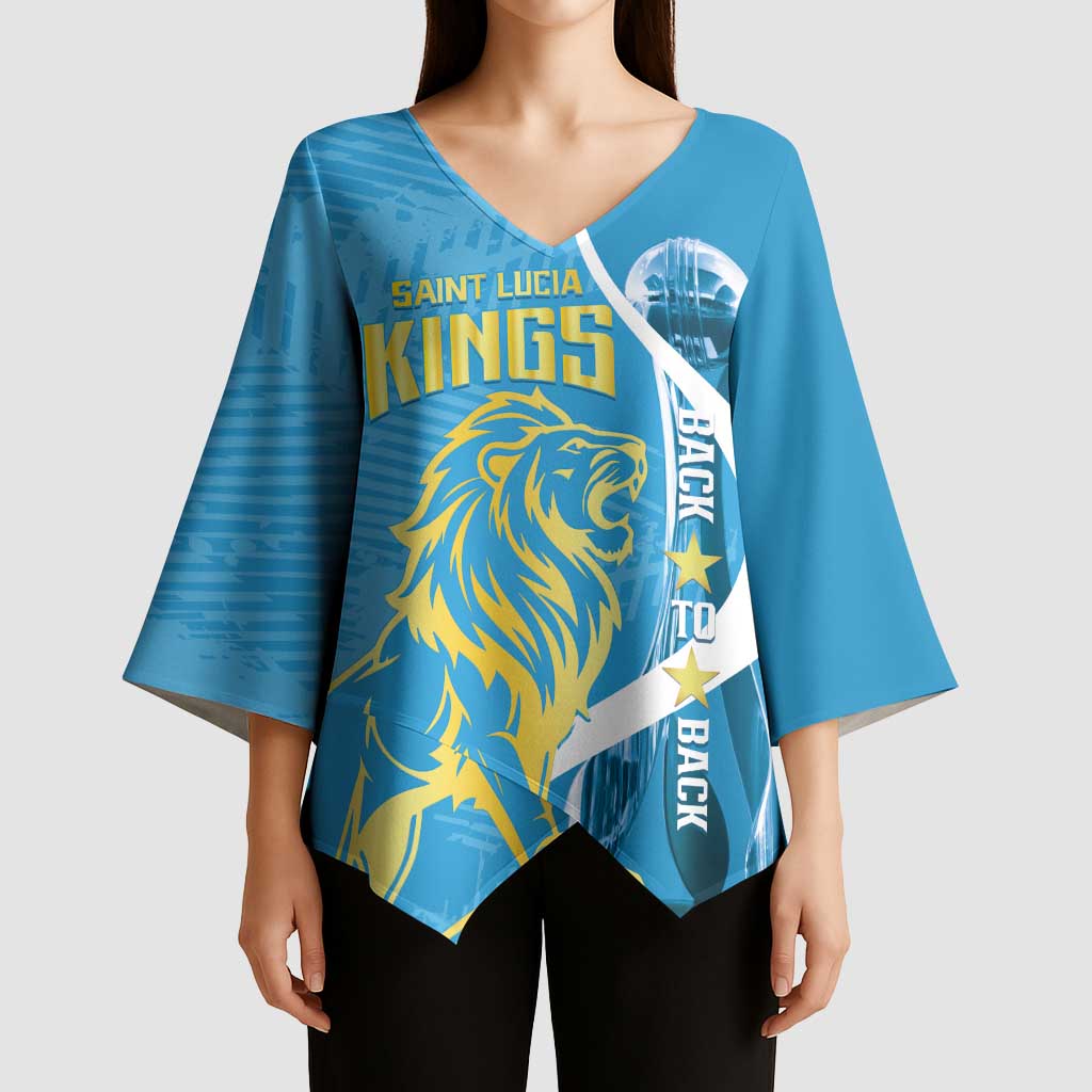 Saint Lucia Kings Cricket Custom Kimono Sleeve Blouse 2025 2nd Champions Back To Back - Wonder Print Shop