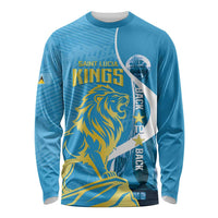 Saint Lucia Kings Cricket Custom Long Sleeve Shirt 2025 2nd Champions Back To Back - Wonder Print Shop
