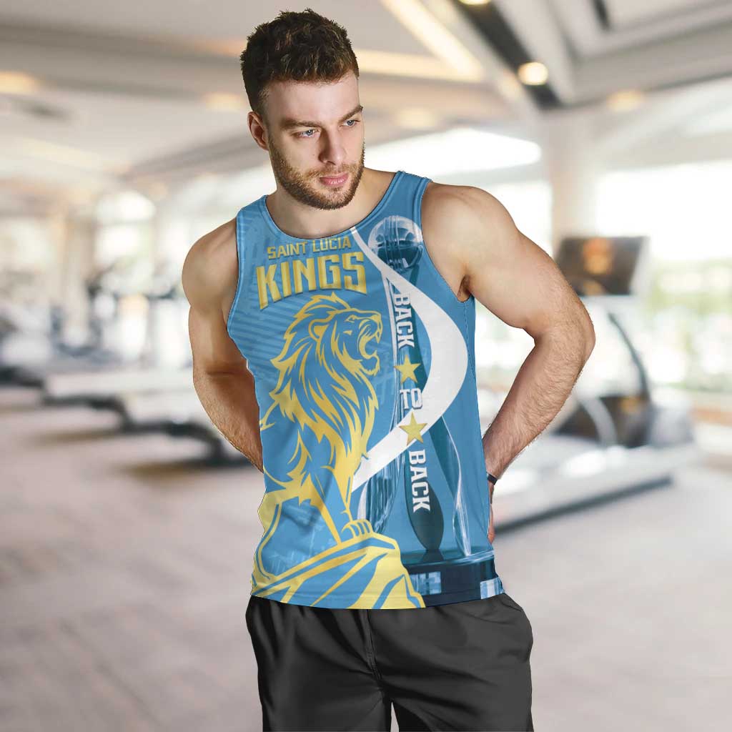 Saint Lucia Kings Cricket Custom Men Tank Top 2025 2nd Champions Back To Back - Wonder Print Shop