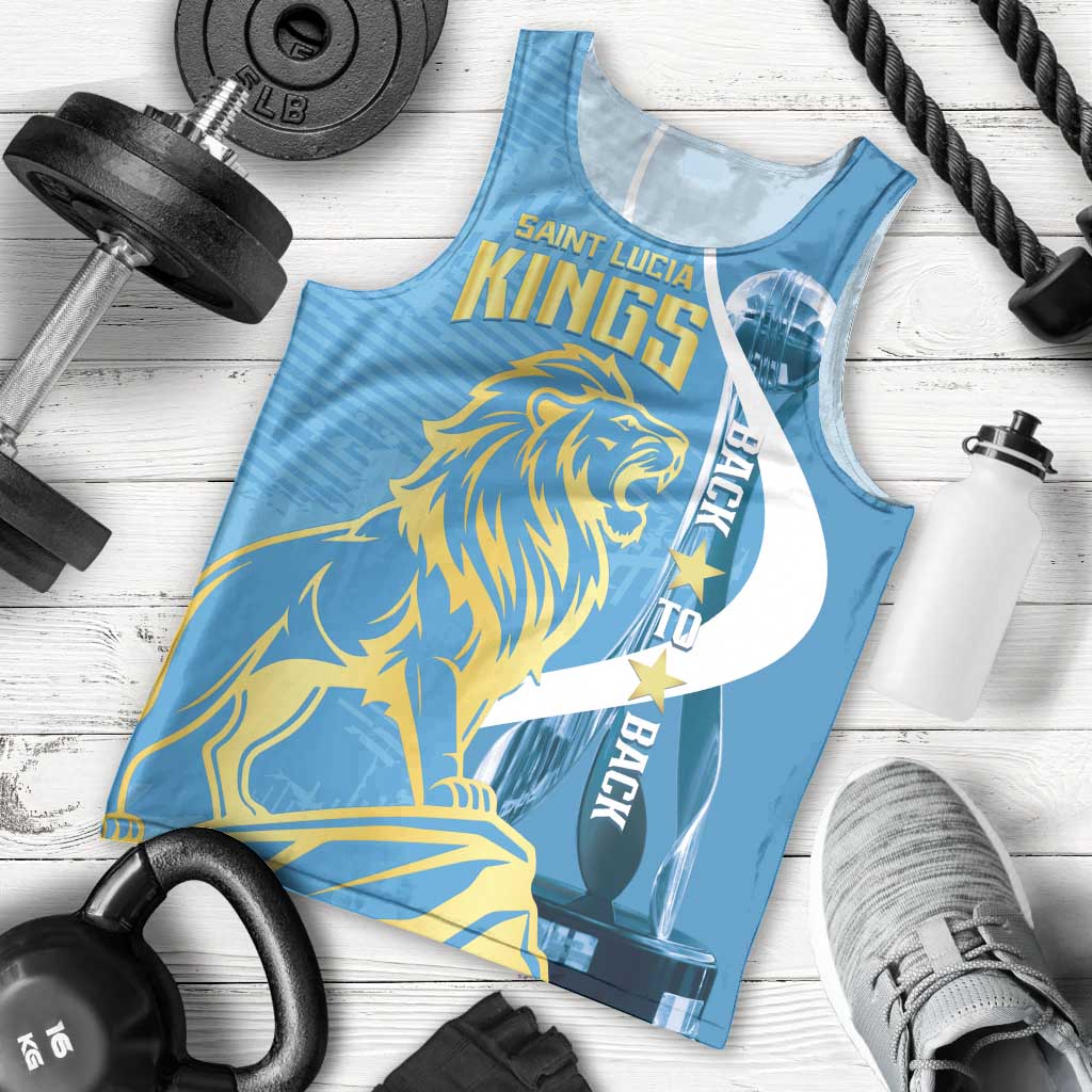 Saint Lucia Kings Cricket Custom Men Tank Top 2025 2nd Champions Back To Back - Wonder Print Shop