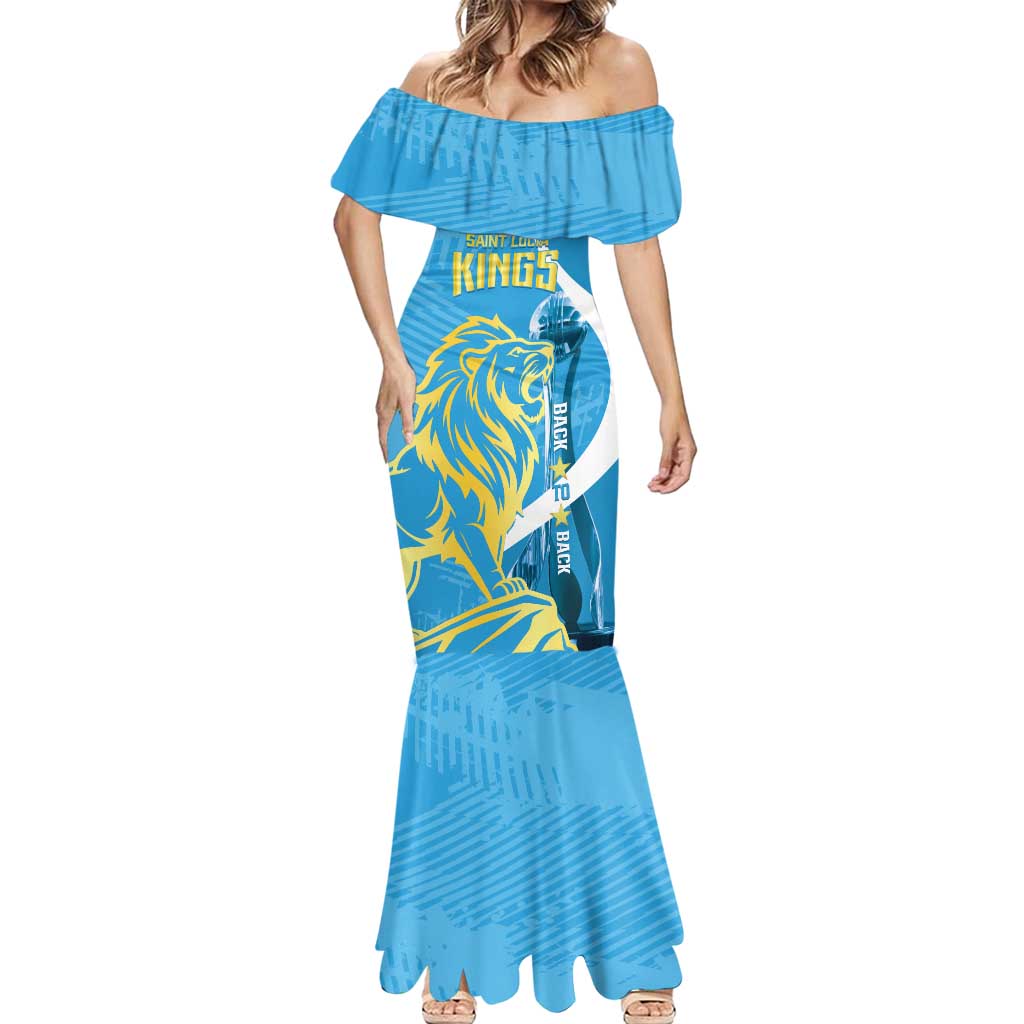 Saint Lucia Kings Cricket Custom Mermaid Dress 2025 2nd Champions Back To Back - Wonder Print Shop