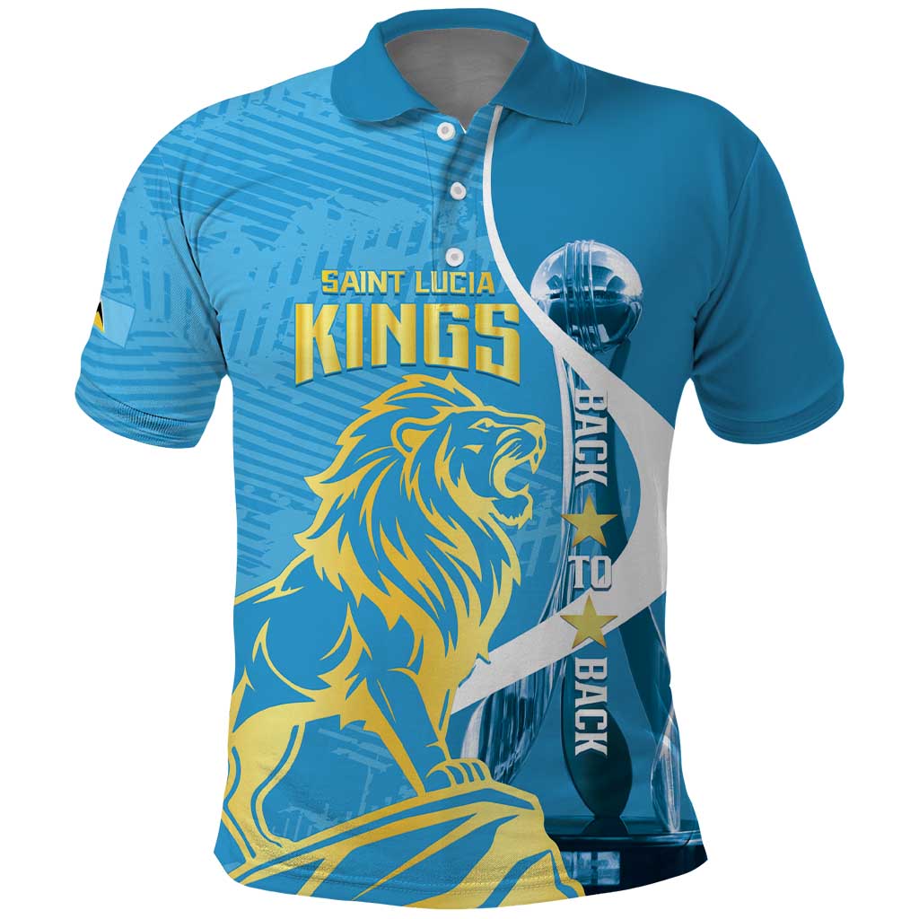Saint Lucia Kings Cricket Custom Polo Shirt 2025 2nd Champions Back To Back - Wonder Print Shop