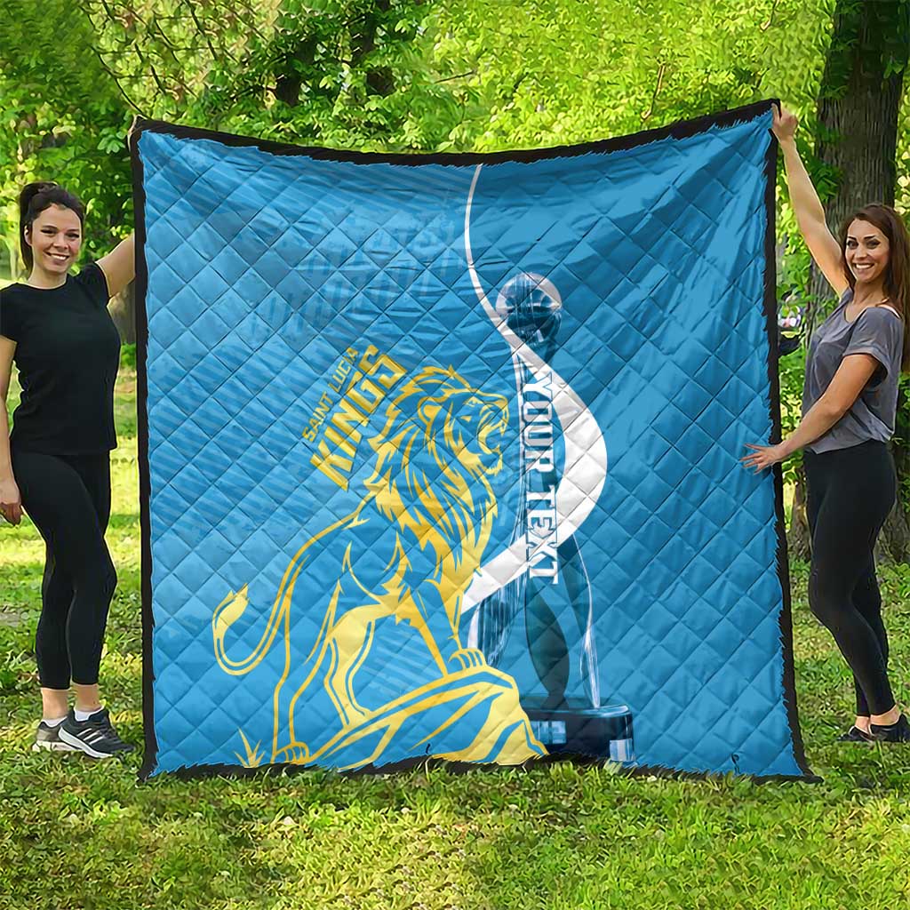 Saint Lucia Kings Cricket Custom Quilt 2025 2nd Champions Back To Back - Wonder Print Shop