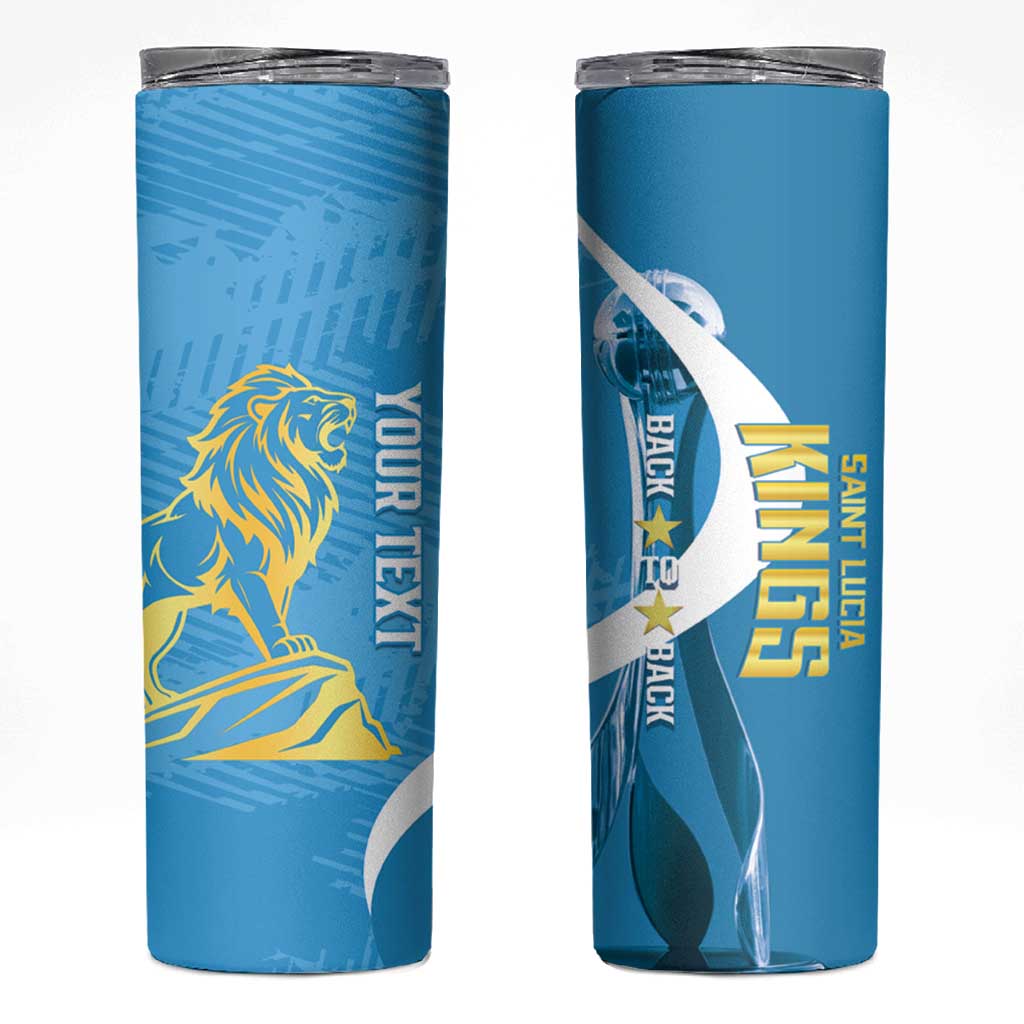 Saint Lucia Kings Cricket Custom Skinny Tumbler 2025 2nd Champions Back To Back - Wonder Print Shop
