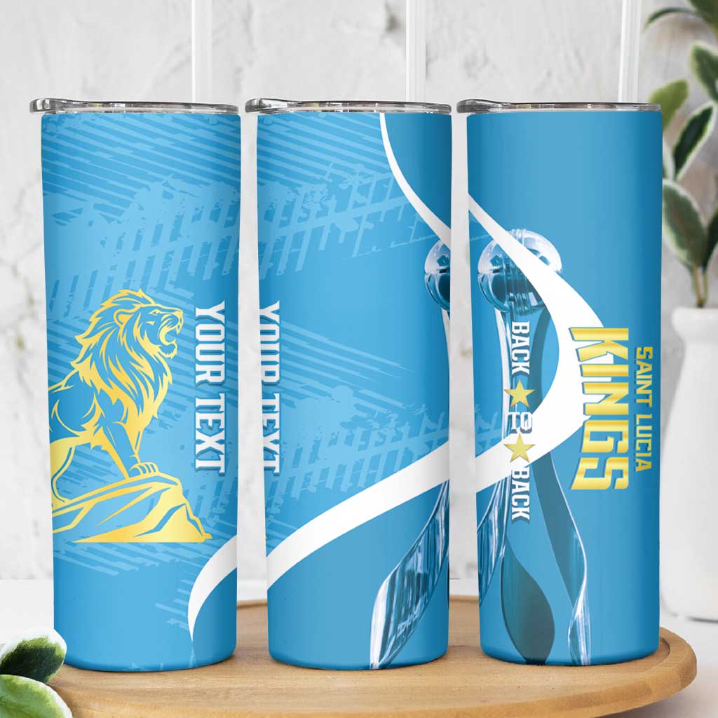 Saint Lucia Kings Cricket Custom Skinny Tumbler 2025 2nd Champions Back To Back - Wonder Print Shop