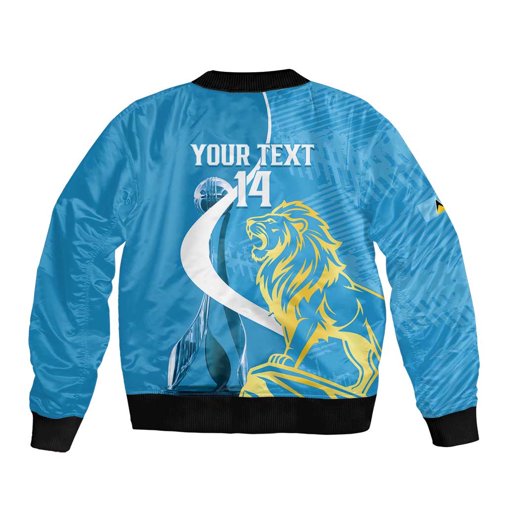 Saint Lucia Kings Cricket Custom Sleeve Zip Bomber Jacket 2025 2nd Champions Back To Back - Wonder Print Shop