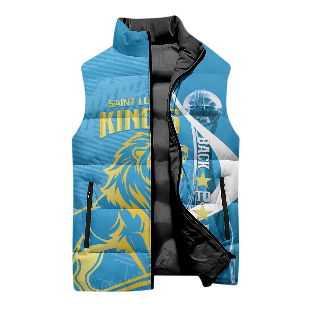 Saint Lucia Kings Cricket Custom Sleeveless Puffer Jacket 2025 2nd Champions Back To Back - Wonder Print Shop