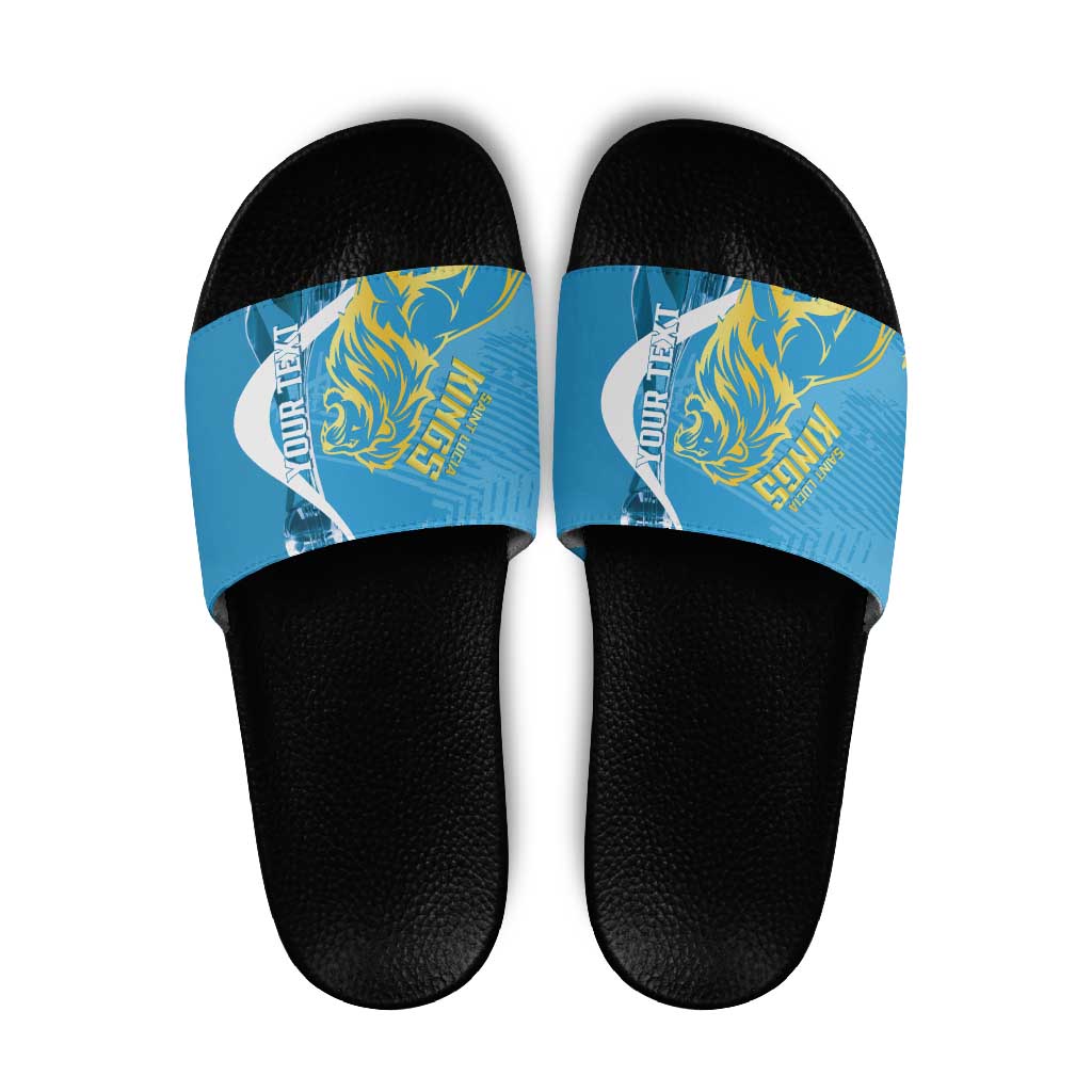 Saint Lucia Kings Cricket Custom Slide Sandals 2025 2nd Champions Back To Back - Wonder Print Shop
