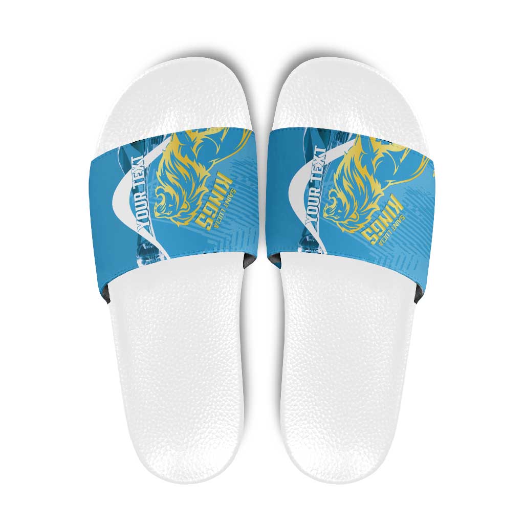 Saint Lucia Kings Cricket Custom Slide Sandals 2025 2nd Champions Back To Back - Wonder Print Shop