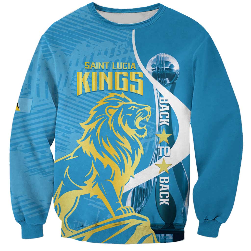 Saint Lucia Kings Cricket Custom Sweatshirt 2025 2nd Champions Back To Back - Wonder Print Shop