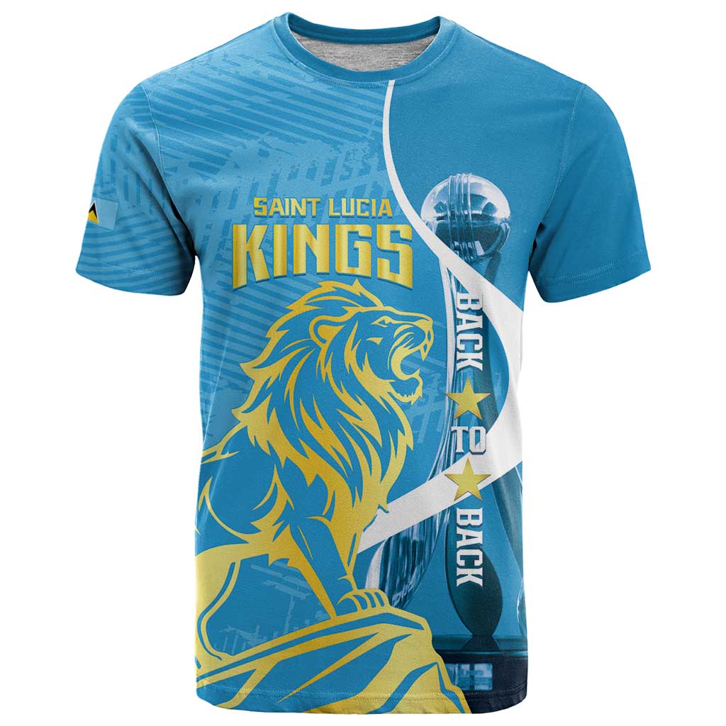 Saint Lucia Kings Cricket Custom T Shirt 2025 2nd Champions Back To Back - Wonder Print Shop