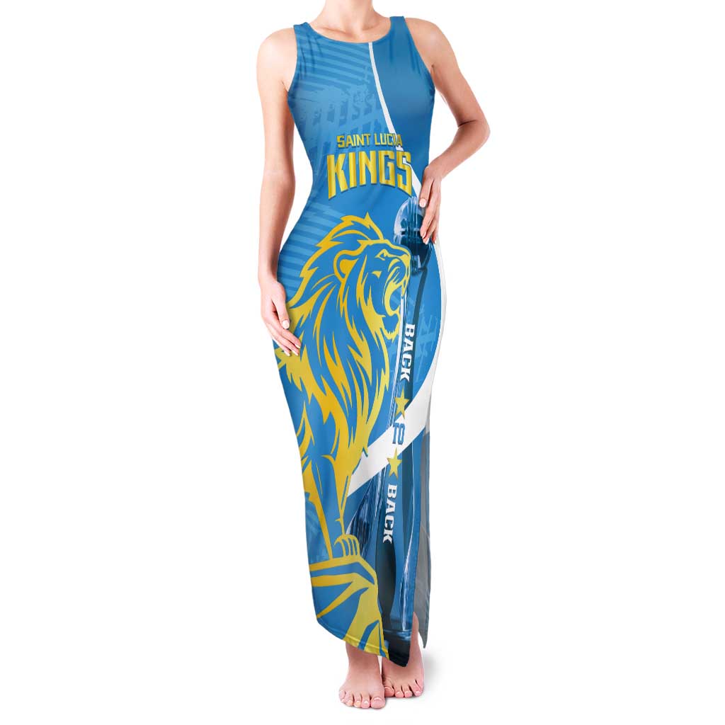 Saint Lucia Kings Cricket Custom Tank Maxi Dress 2025 2nd Champions Back To Back - Wonder Print Shop