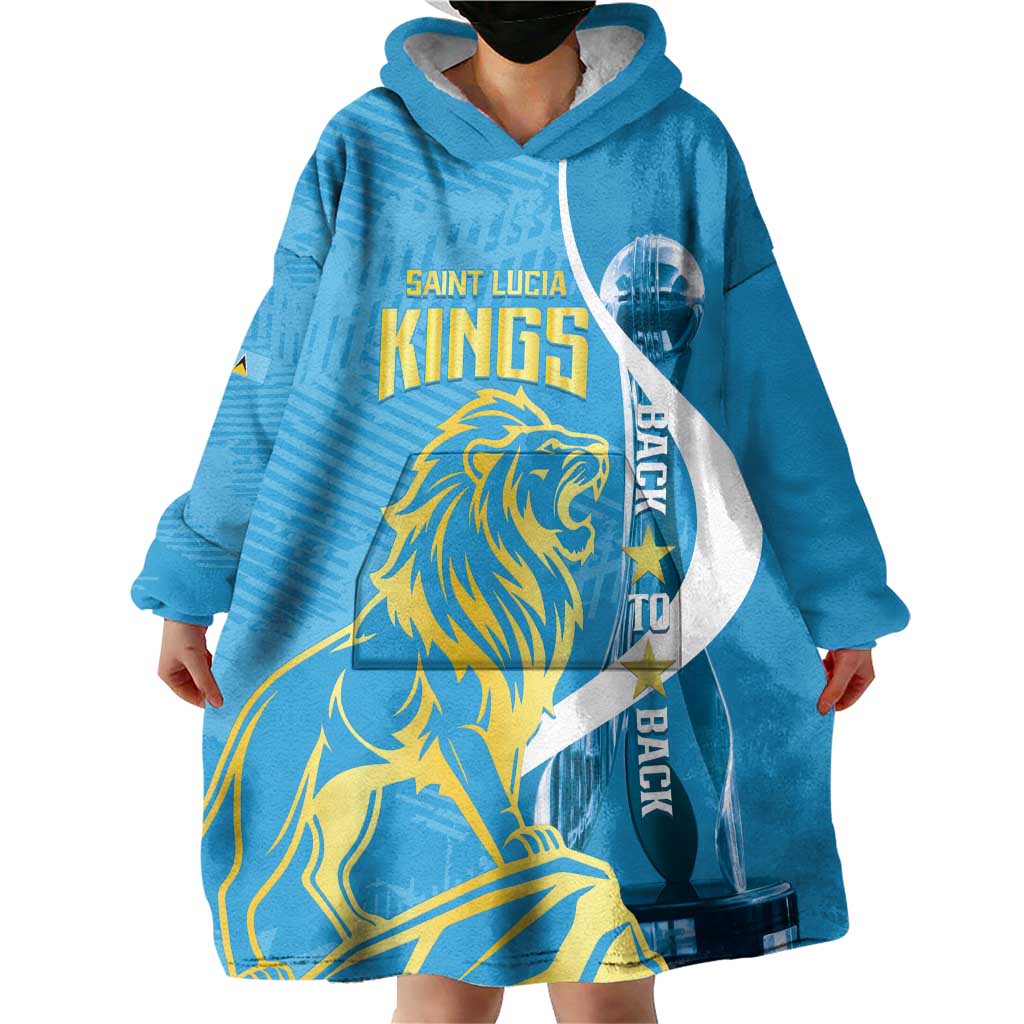 Saint Lucia Kings Cricket Custom Wearable Blanket Hoodie 2025 2nd Champions Back To Back - Wonder Print Shop
