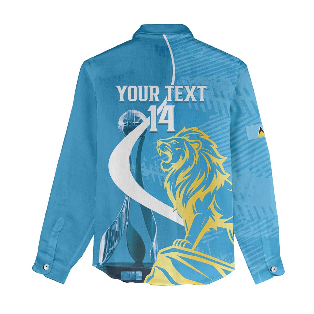 Saint Lucia Kings Cricket Custom Women Casual Shirt 2025 2nd Champions Back To Back - Wonder Print Shop