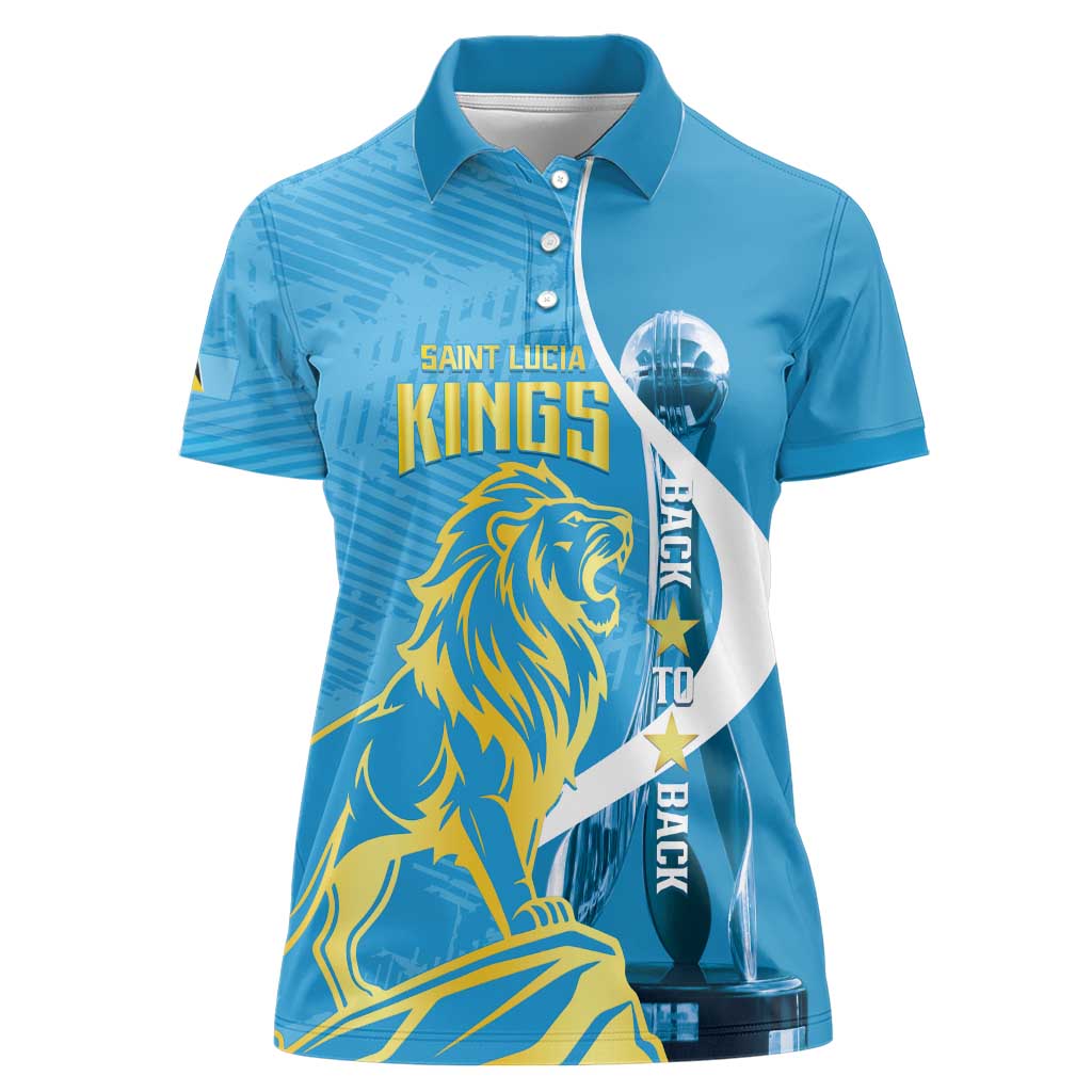 Saint Lucia Kings Cricket Custom Women Polo Shirt 2025 2nd Champions Back To Back - Wonder Print Shop