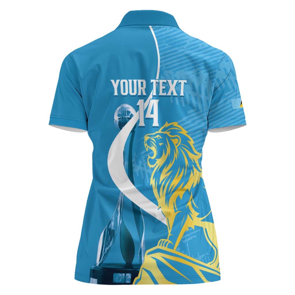 Saint Lucia Kings Cricket Custom Women Polo Shirt 2025 2nd Champions Back To Back - Wonder Print Shop
