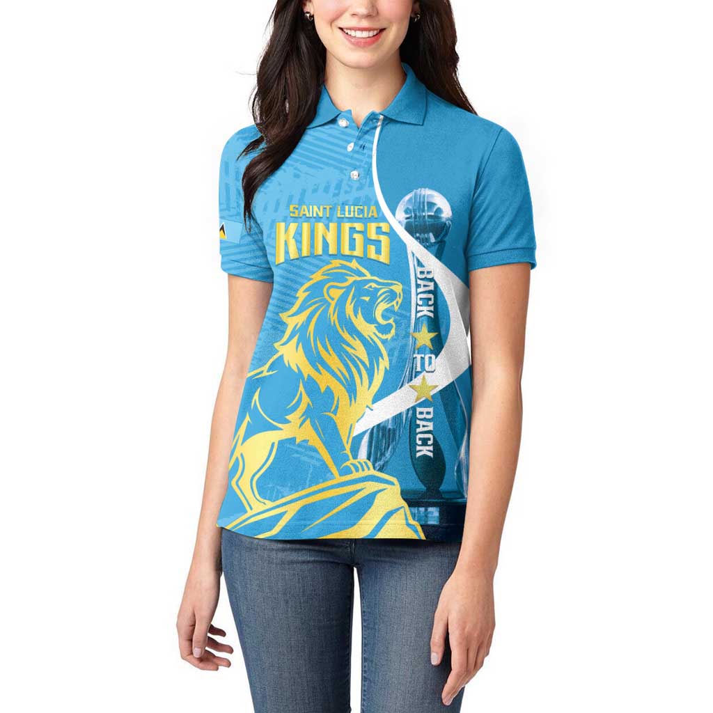 Saint Lucia Kings Cricket Custom Women Polo Shirt 2025 2nd Champions Back To Back - Wonder Print Shop
