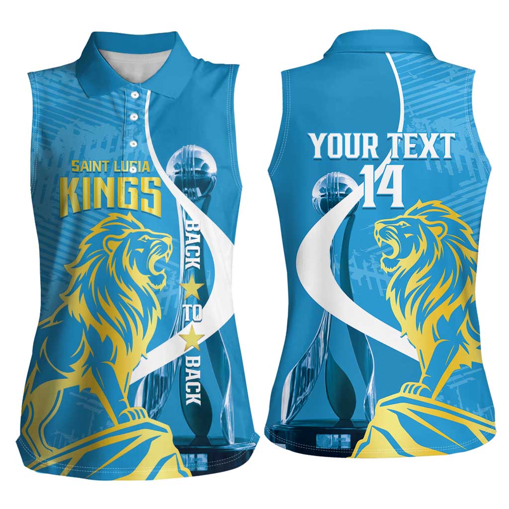 Saint Lucia Kings Cricket Custom Women Sleeveless Polo Shirt 2025 2nd Champions Back To Back - Wonder Print Shop