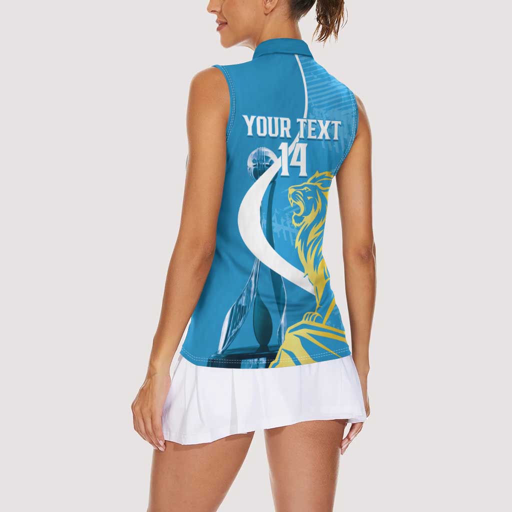 Saint Lucia Kings Cricket Custom Women Sleeveless Polo Shirt 2025 2nd Champions Back To Back - Wonder Print Shop