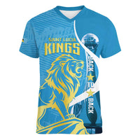 Saint Lucia Kings Cricket Custom Women V-Neck T-Shirt 2025 2nd Champions Back To Back - Wonder Print Shop
