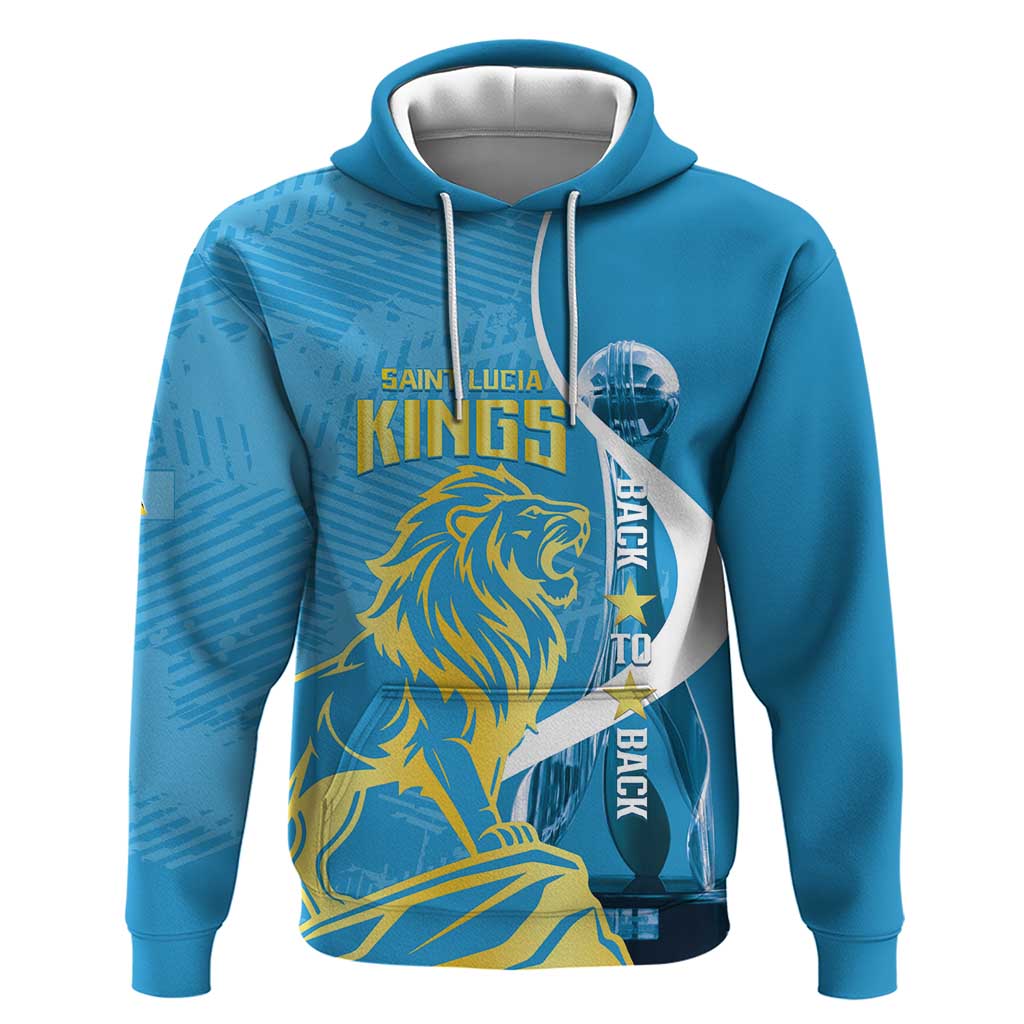 Saint Lucia Kings Cricket Custom Zip Hoodie 2025 2nd Champions Back To Back - Wonder Print Shop