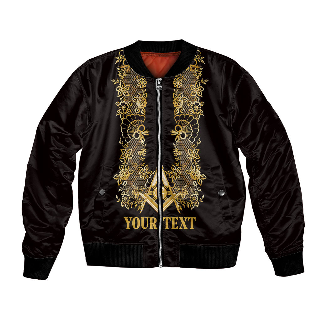 Personalised Filipino Freemasonry Bomber Jacket Masonic Barong Tagalog Inspired Ivory White