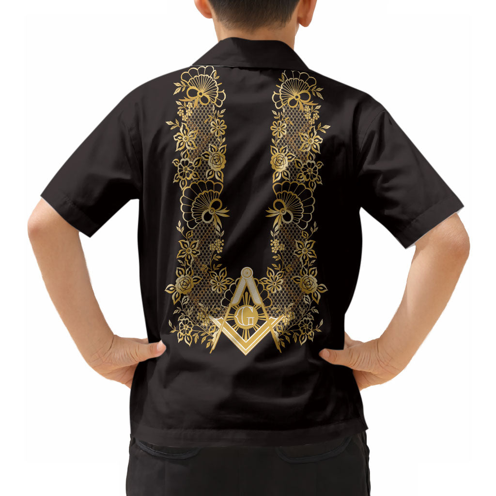 Personalised Filipino Freemasonry Hawaiian Shirt Masonic Barong Tagalog Inspired Ivory White