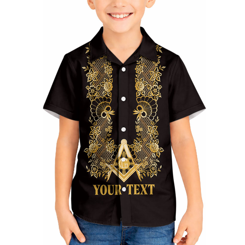 Personalised Filipino Freemasonry Kid Hawaiian Shirt Masonic Barong Tagalog Inspired Ivory White