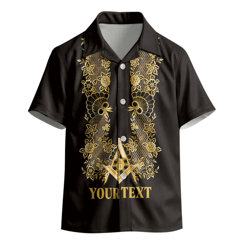Personalised Filipino Freemasonry Kid Hawaiian Shirt Masonic Barong Tagalog Inspired Ivory White
