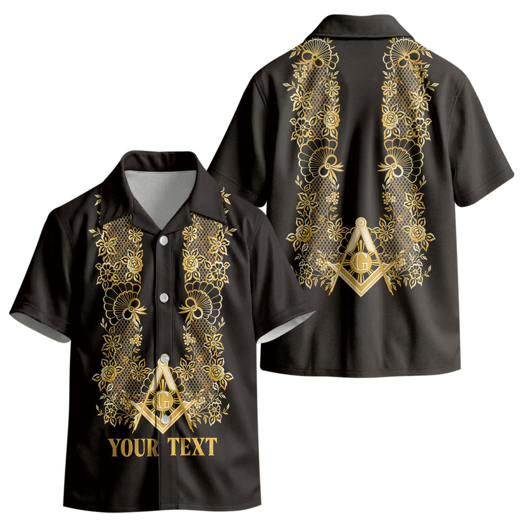 Personalised Filipino Freemasonry Kid Hawaiian Shirt Masonic Barong Tagalog Inspired Ivory White