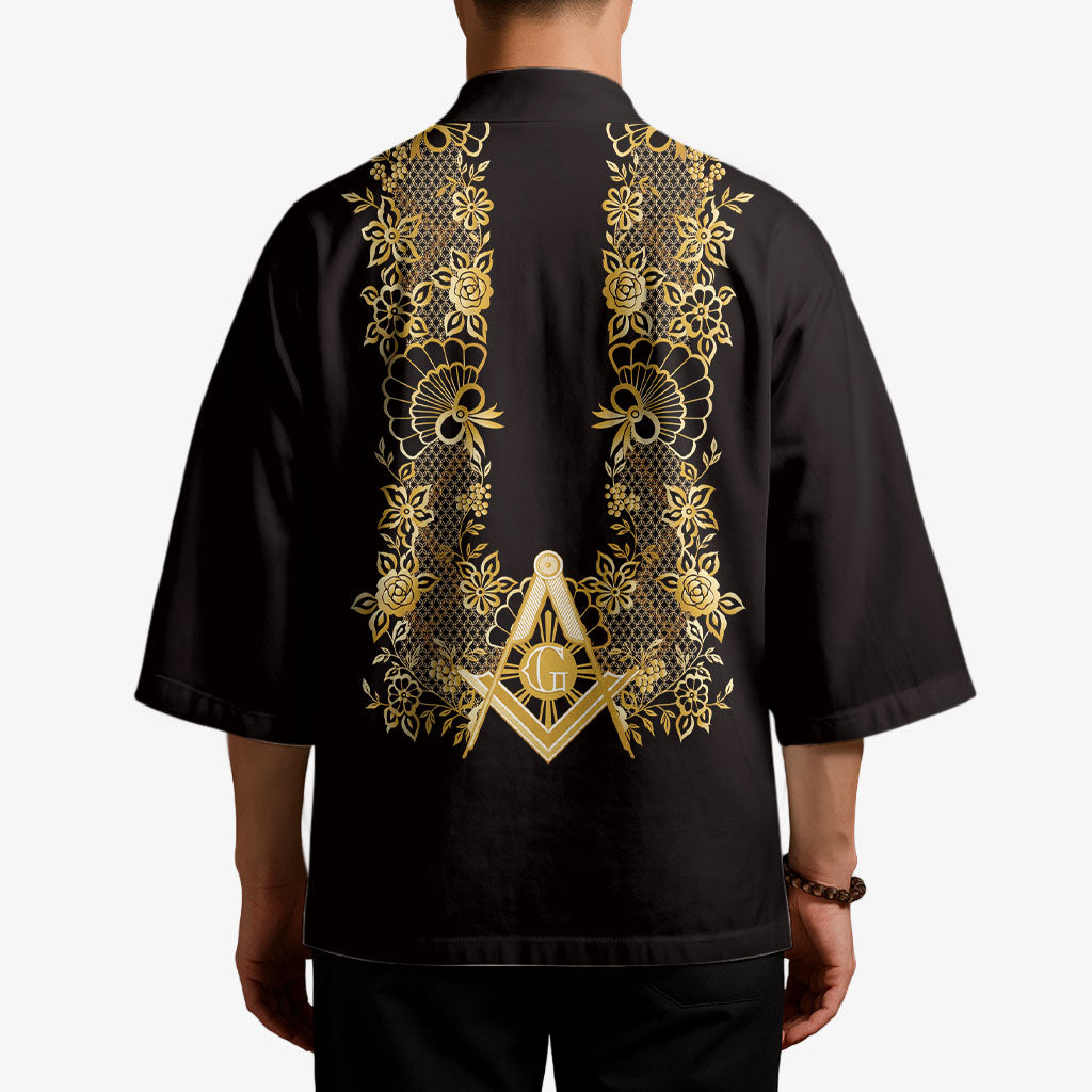 Personalised Filipino Freemasonry Kimono Masonic Barong Tagalog Inspired Ivory White