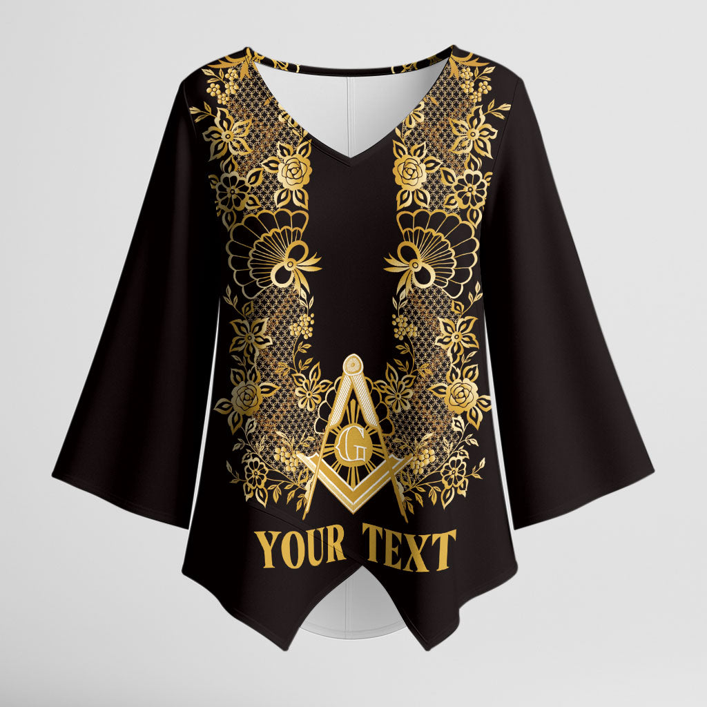 Personalised Filipino Freemasonry Kimono Sleeve Blouse Masonic Barong Tagalog Inspired Ivory White