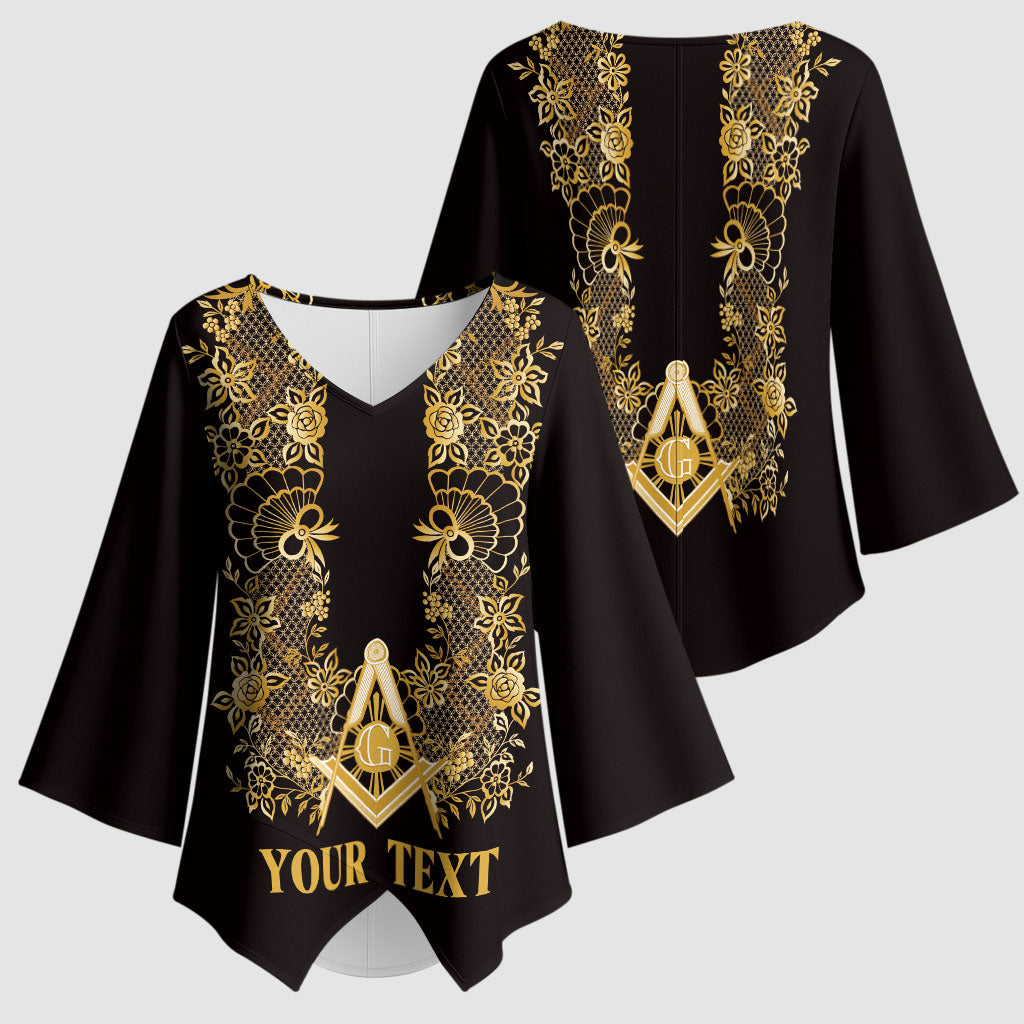 Personalised Filipino Freemasonry Kimono Sleeve Blouse Masonic Barong Tagalog Inspired Ivory White