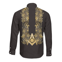 Personalised Filipino Freemasonry Long Sleeve Button Shirt Masonic Barong Tagalog Inspired Ivory White