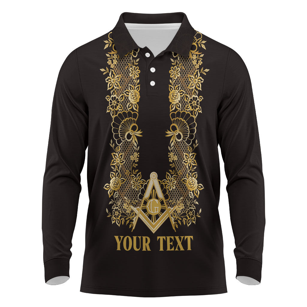 Personalised Filipino Freemasonry Long Sleeve Polo Shirt Masonic Barong Tagalog Inspired Ivory White
