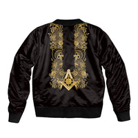 Personalised Filipino Freemasonry Sleeve Zip Bomber Jacket Masonic Barong Tagalog Inspired Ivory White