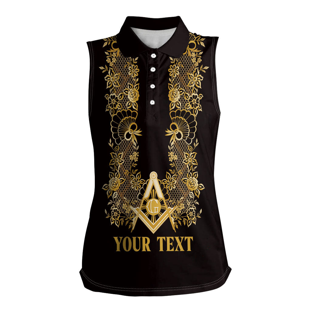 Personalised Filipino Freemasonry Women Sleeveless Polo Shirt Masonic Barong Tagalog Inspired Ivory White