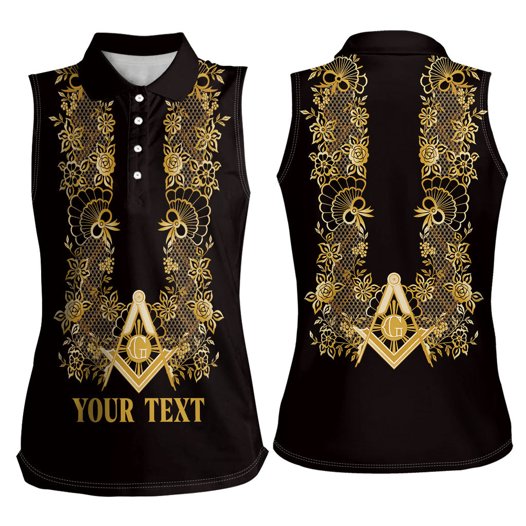 Personalised Filipino Freemasonry Women Sleeveless Polo Shirt Masonic Barong Tagalog Inspired Ivory White