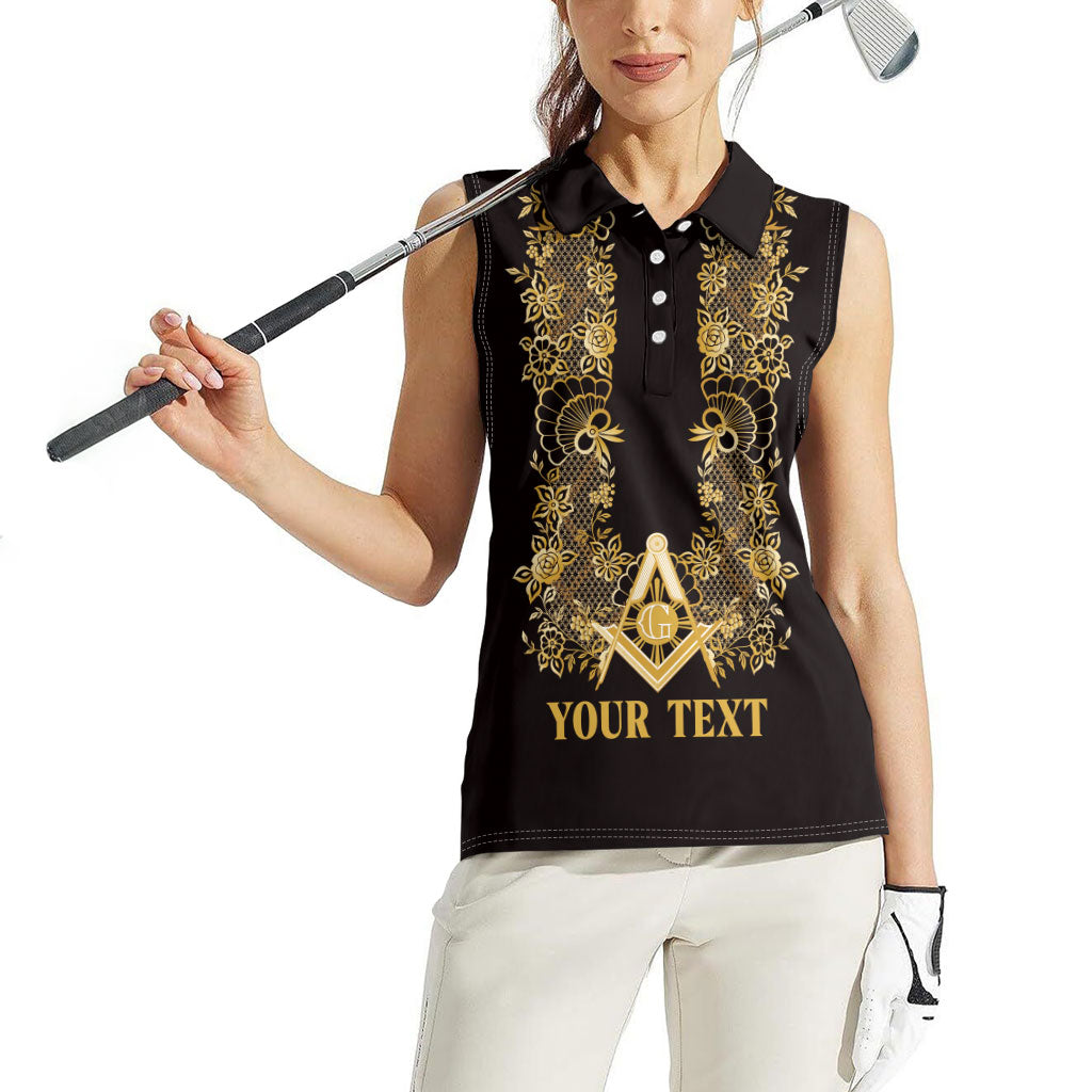 Personalised Filipino Freemasonry Women Sleeveless Polo Shirt Masonic Barong Tagalog Inspired Ivory White