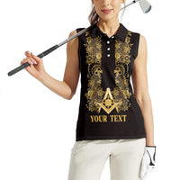 Personalised Filipino Freemasonry Women Sleeveless Polo Shirt Masonic Barong Tagalog Inspired Ivory White