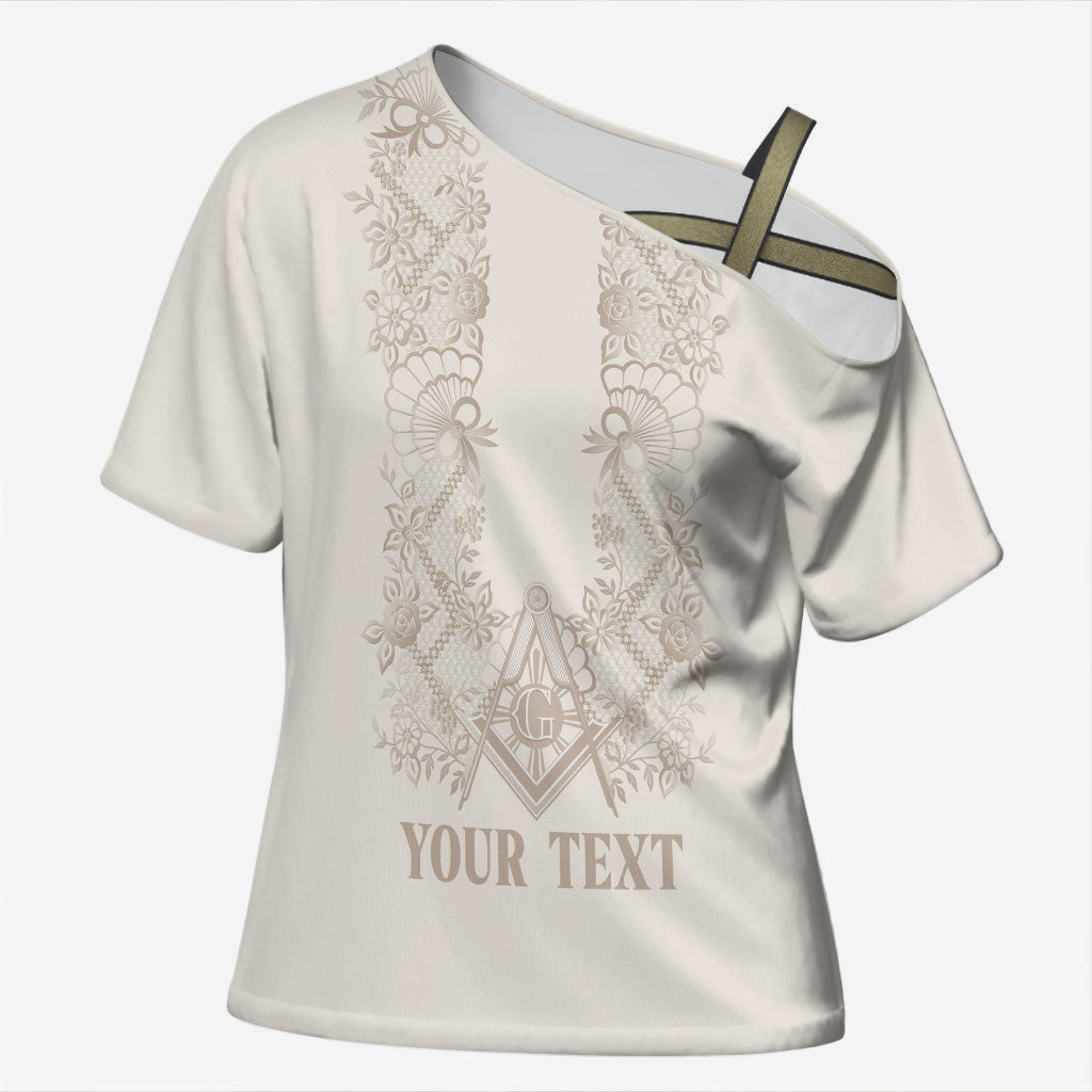 Personalised Filipino Freemasonry Cross Shoulder Shirt Masonic Barong Tagalog Inspired Black