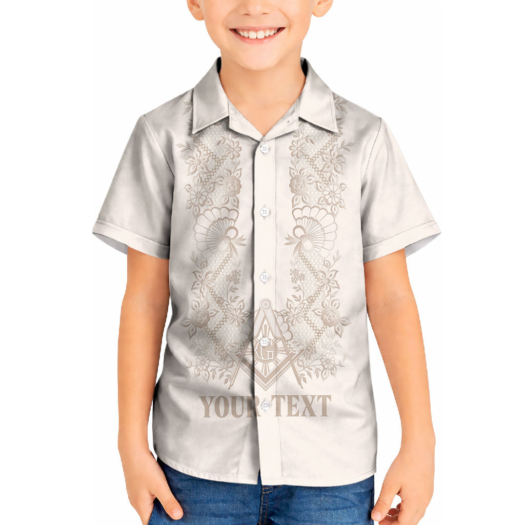 Personalised Filipino Freemasonry Kid Hawaiian Shirt Masonic Barong Tagalog Inspired Black
