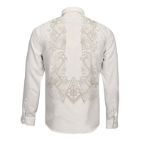 Personalised Filipino Freemasonry Long Sleeve Button Shirt Masonic Barong Tagalog Inspired Black