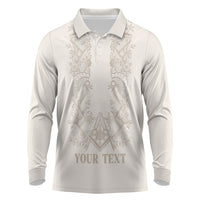 Personalised Filipino Freemasonry Long Sleeve Polo Shirt Masonic Barong Tagalog Inspired Black