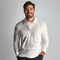 Personalised Filipino Freemasonry Long Sleeve Polo Shirt Masonic Barong Tagalog Inspired Black